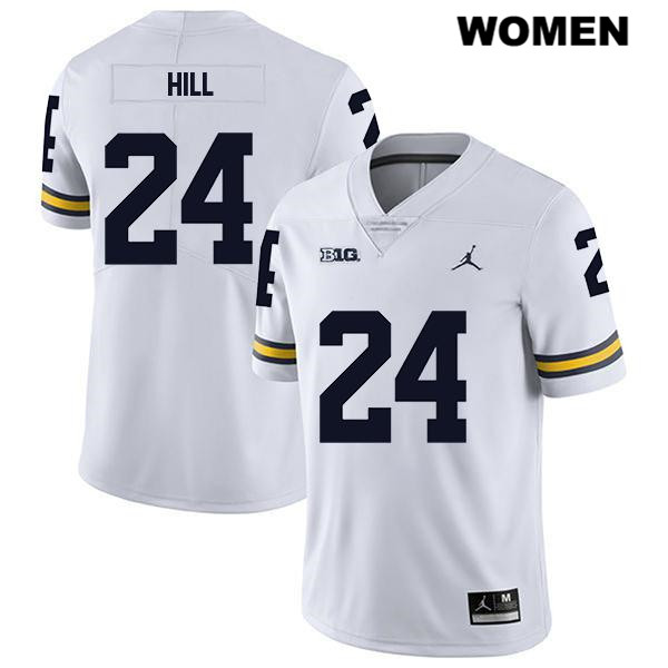 Women's NCAA Michigan Wolverines Lavert Hill #24 White Jordan Brand Authentic Stitched Legend Football College Jersey AX25M78PZ